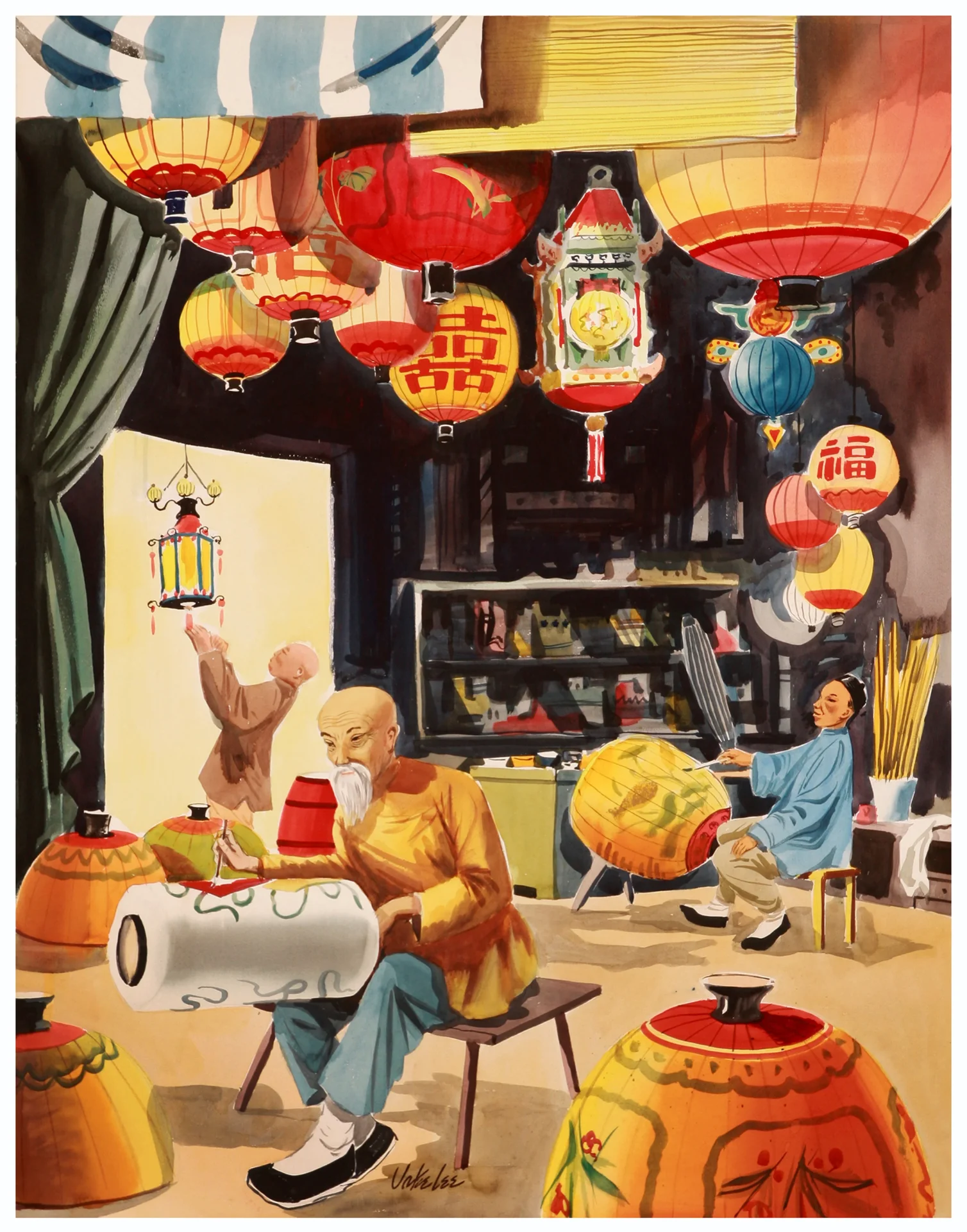 Jake Lee: Lantern Making in San Francisco 11"x14"