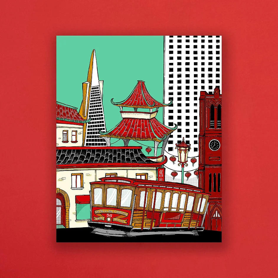 SF Chinatown Cable Car Print