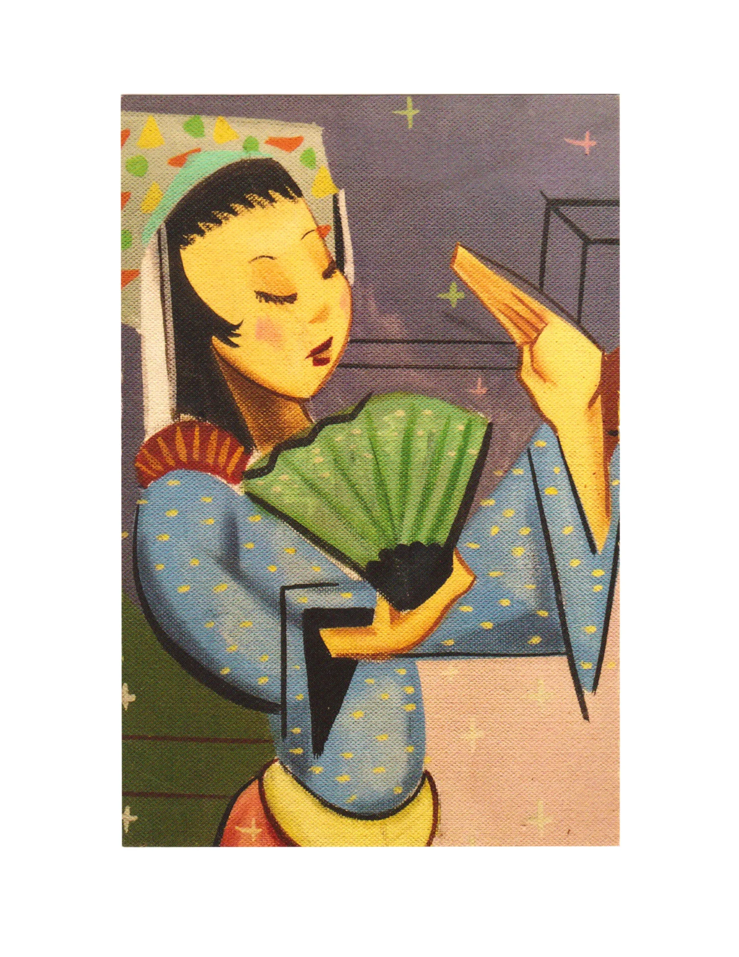 James Leong Postcard: Girl with Fan